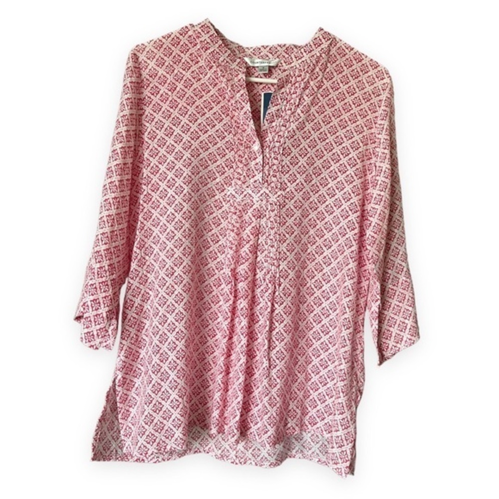 NWT COUNTERPART Pink Women’s Tunic 3/4 Sleeve, 1 button Front‎ Sz S